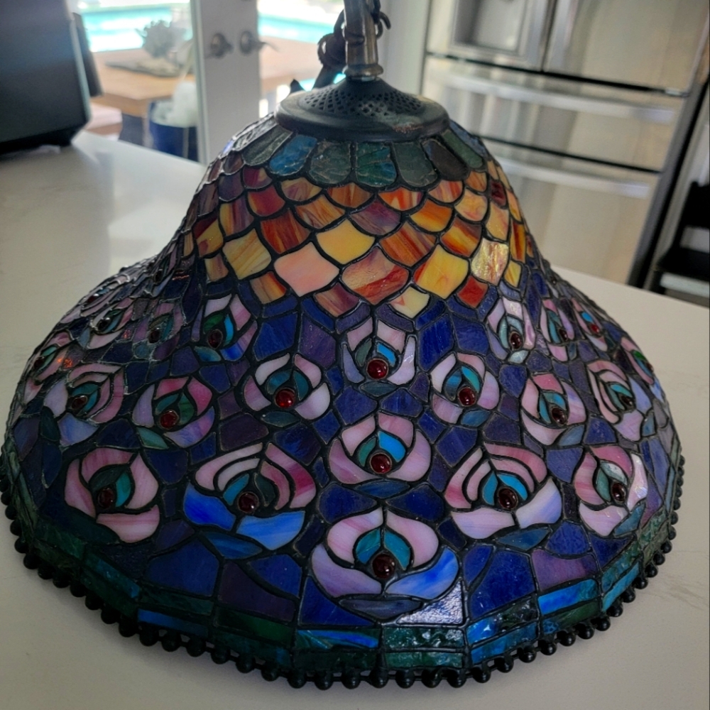 20" Wide Tiffany Peacock Feather Shade Vintage